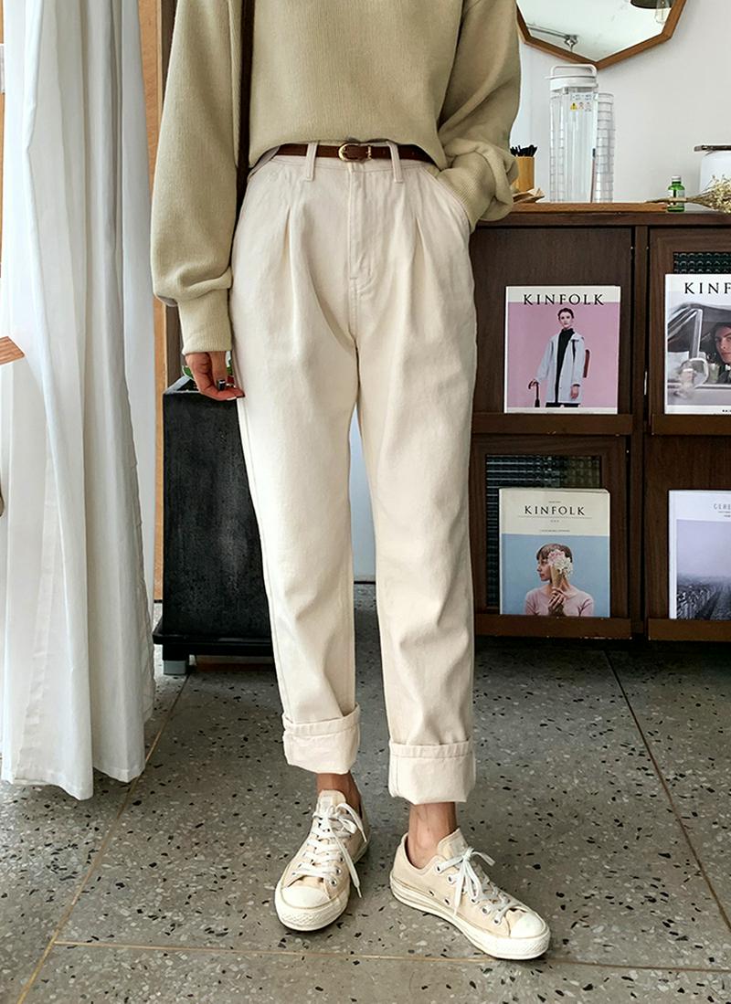 ワンタックコットンパンツ・全2色