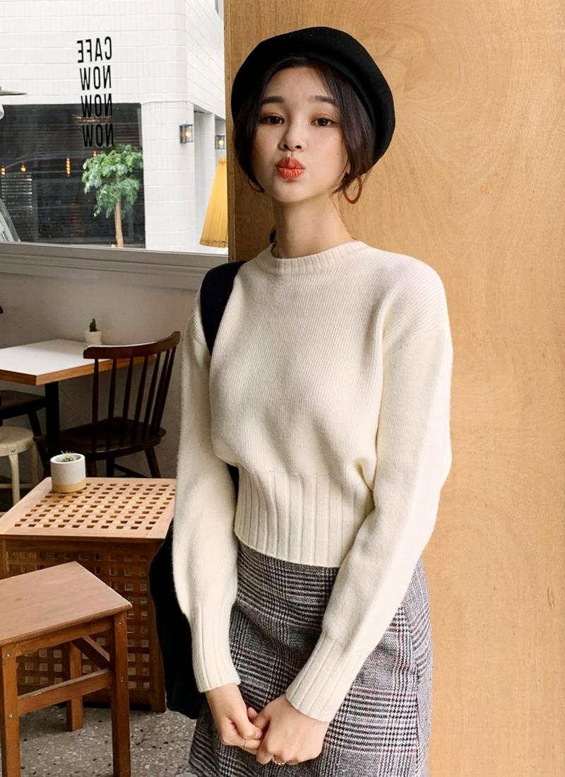 クロップドラウンドニット・全5色