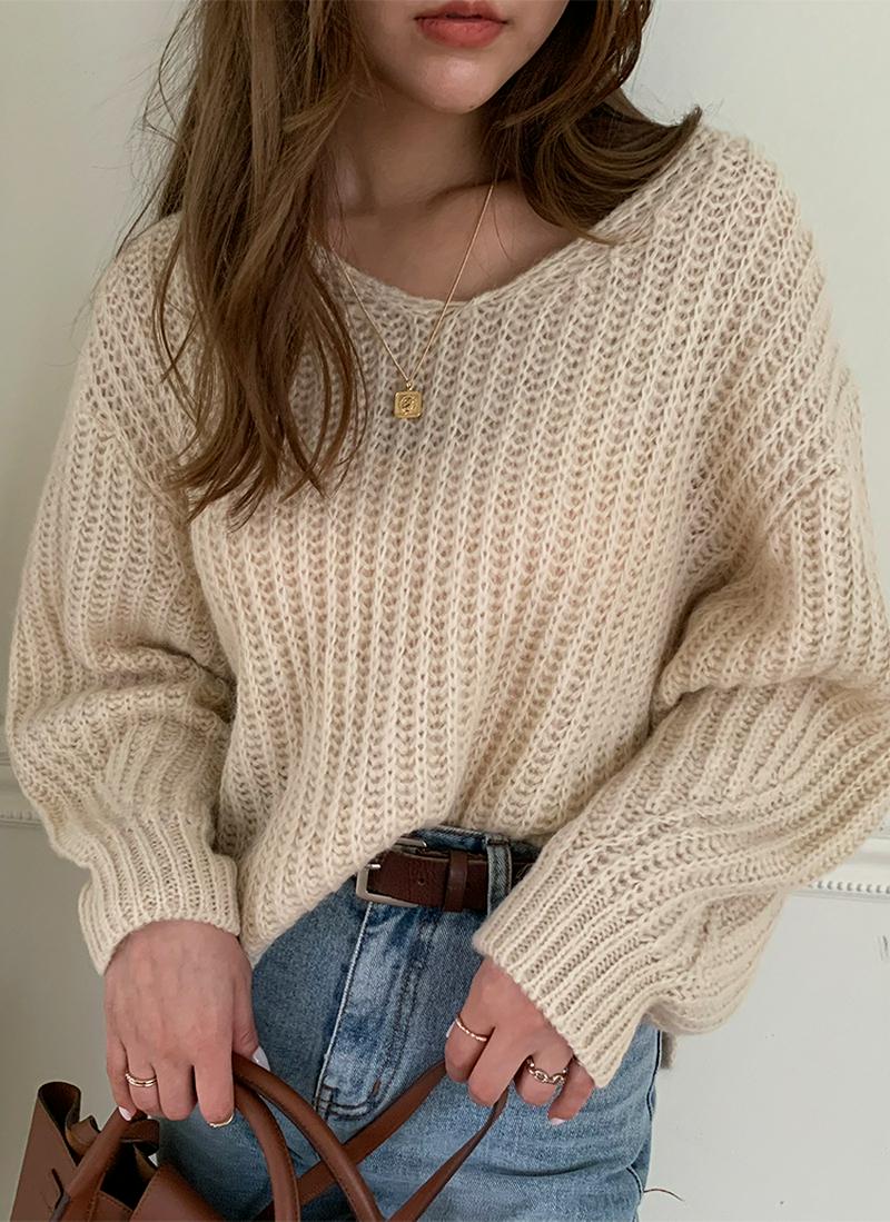 ローゲージVネックニット