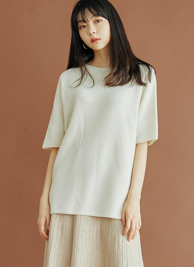 ウールカシミヤ半袖ニット