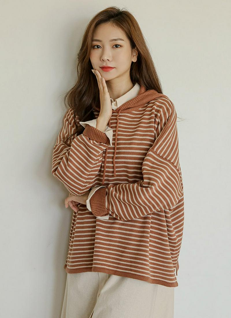 ボーダーニットフーディ