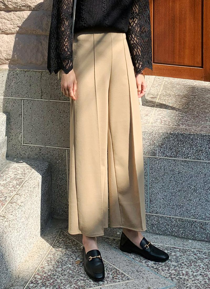 起毛センタープレスパンツ・全3色 e55852 レディース【pt】 韓国ファッション ボトムス パンツ ロング ロングパンツ ワイド ワイドパンツ 起毛 センタープレス 無地 ハイウエスト カジュアル 秋 冬
