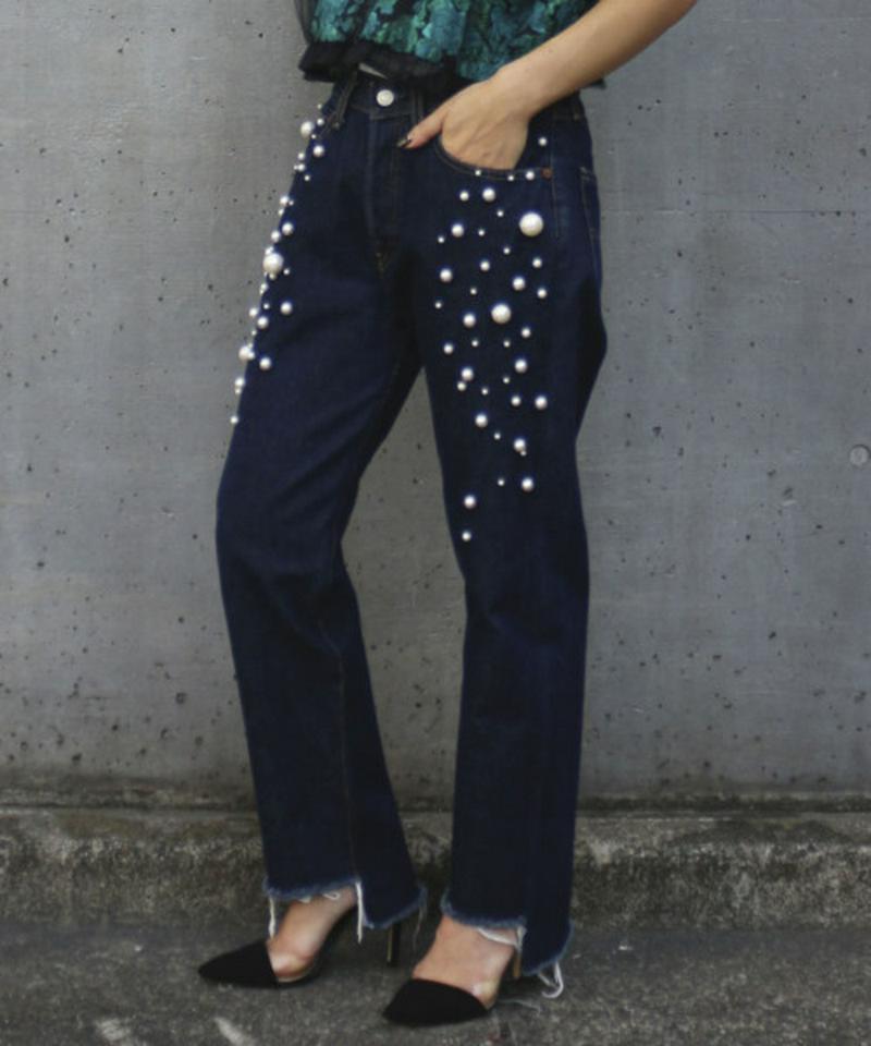 PEARL DOT DENIM PANTS