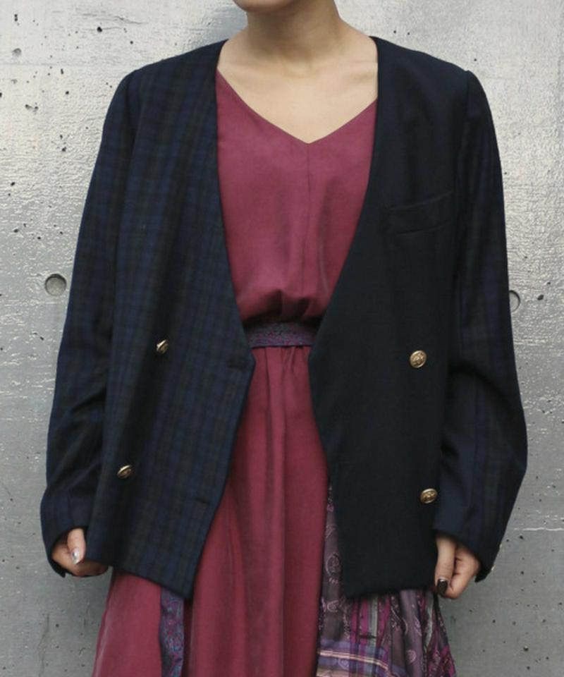 CHECK COMBINATION NO COLLAR JACKET