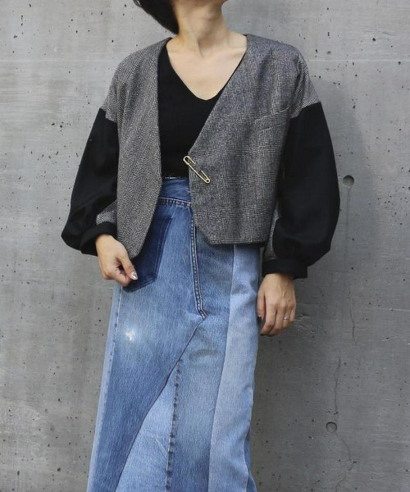 TWEED SEITCHING SHORT JACKET