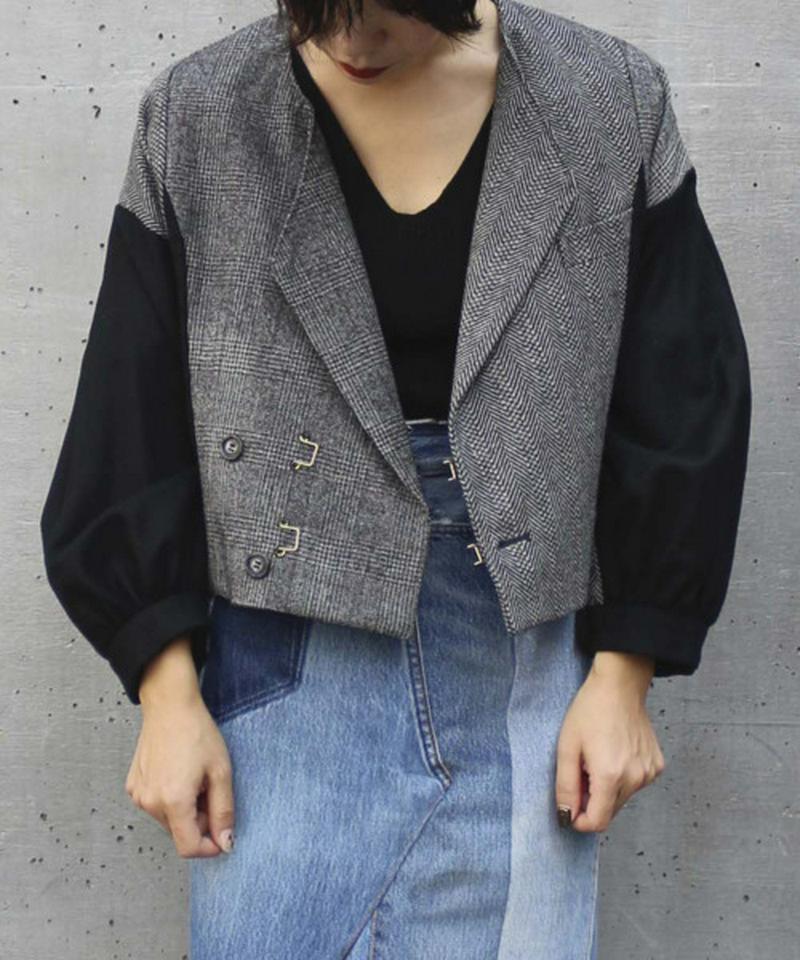 TWEED SEITCHING SHORT JACKET
