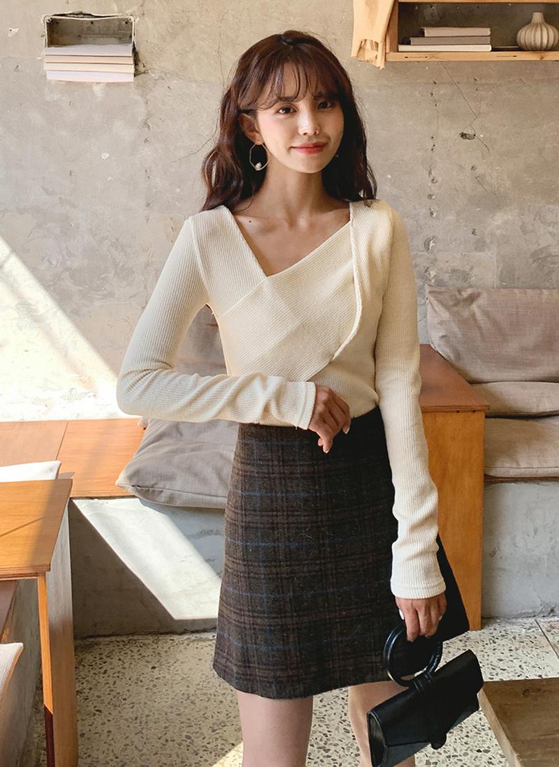 ダイアゴナルディテールニット・全2色