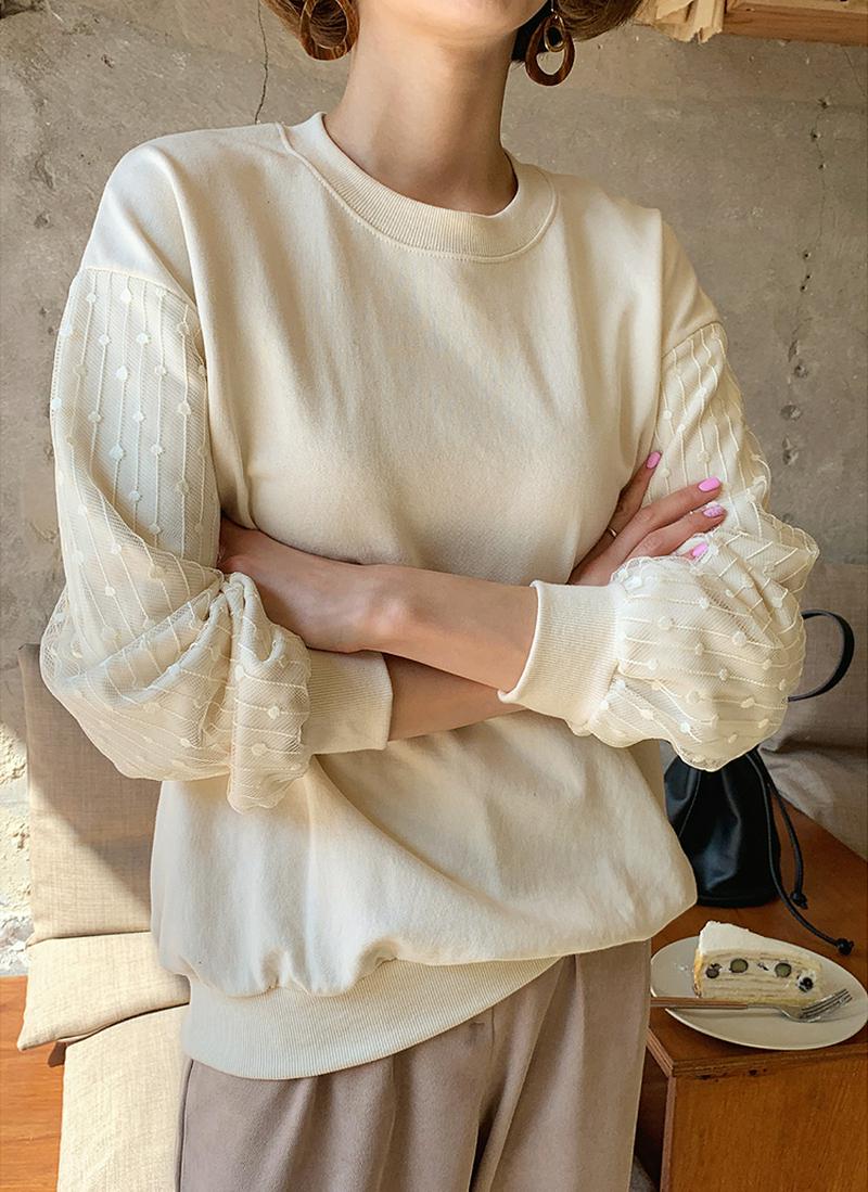 ドットメッシュスリーブスウェット・全2色