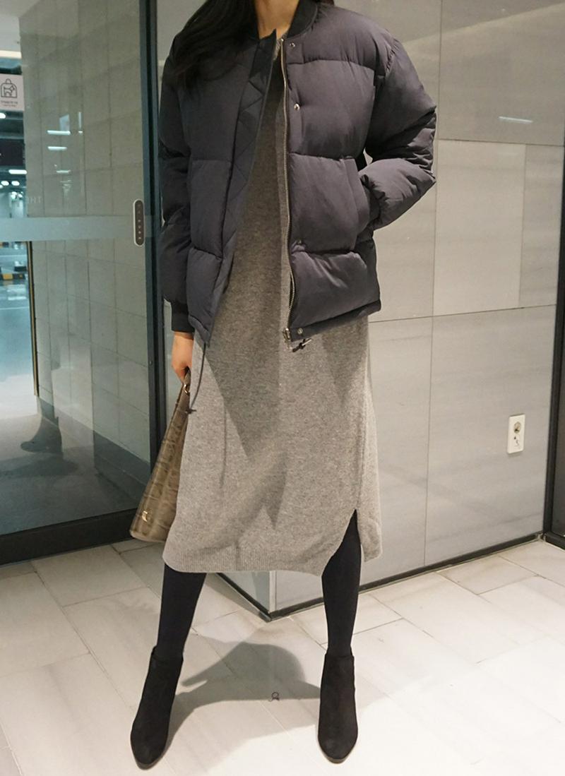 ノーカラーダックダウンジャケット