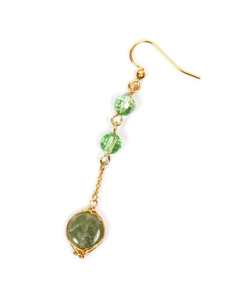 K14GF 丸チェーン×グリーンカイヤナイトピアス