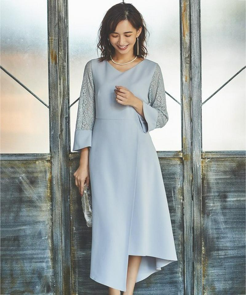 【三田友梨佳アナ着用】Vネックアシンメトリー ドレス