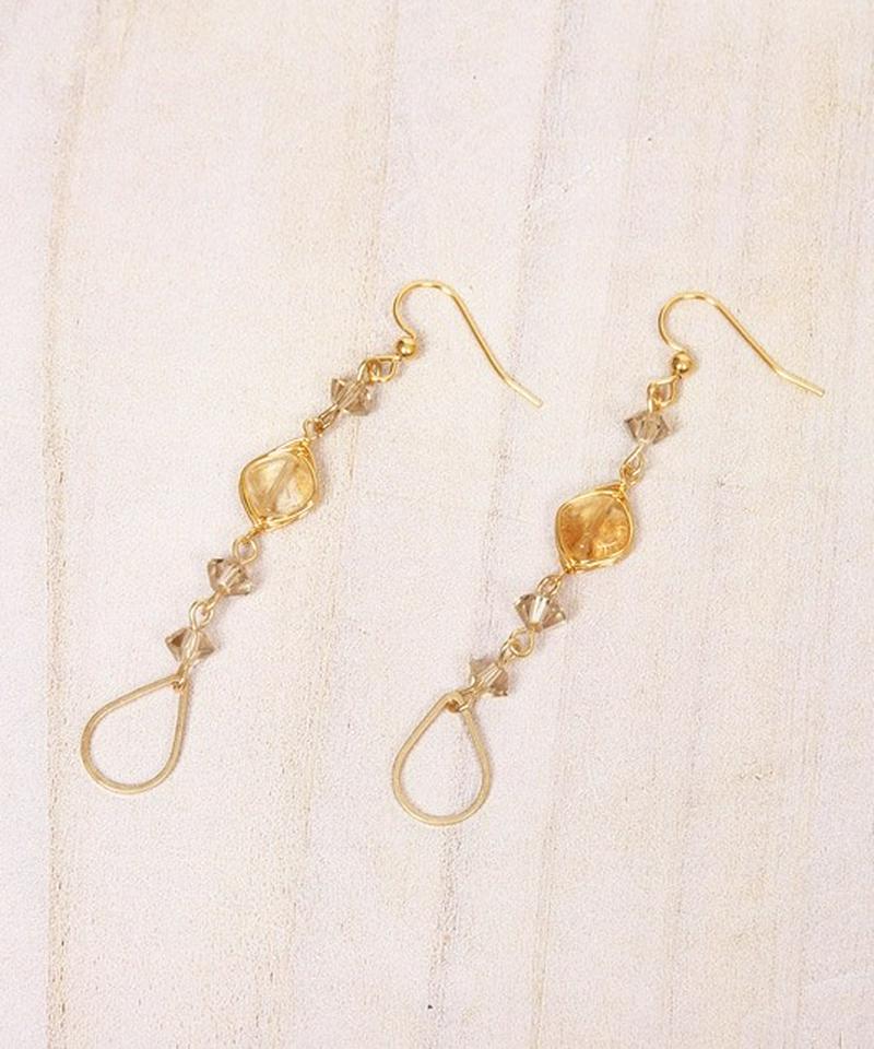 K14GF シトリン×透かしドロップピアス