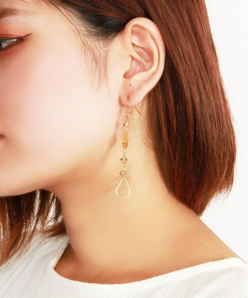 K14GF シトリン×透かしドロップピアス