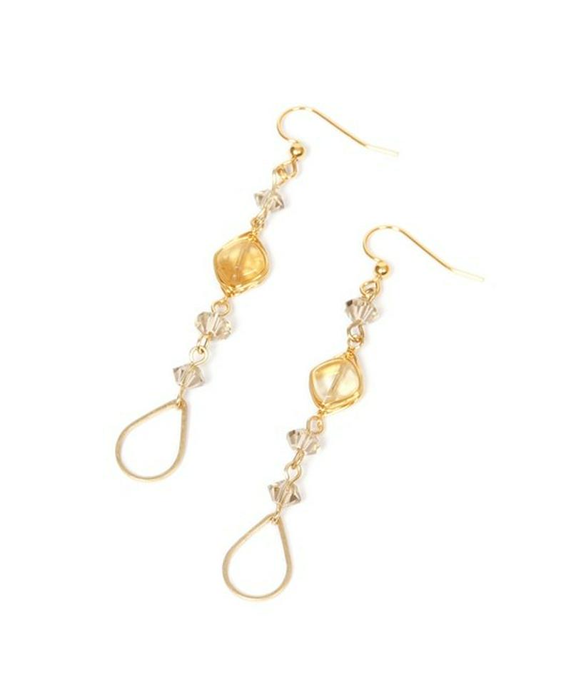 K14GF シトリン×透かしドロップピアス