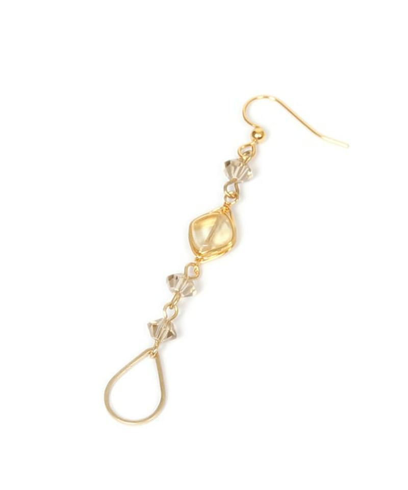 K14GF シトリン×透かしドロップピアス