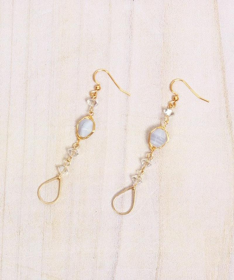 K14GF ブルーレース×透かしドロップピアス