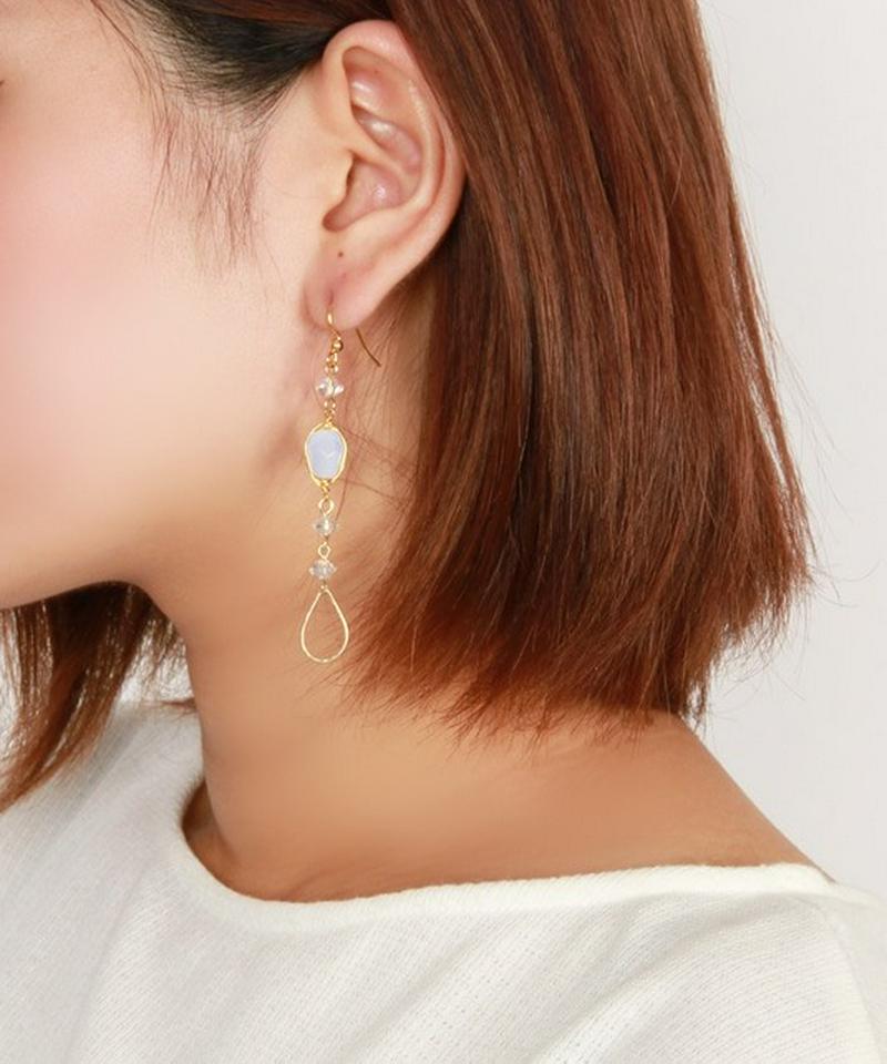 K14GF ブルーレース×透かしドロップピアス