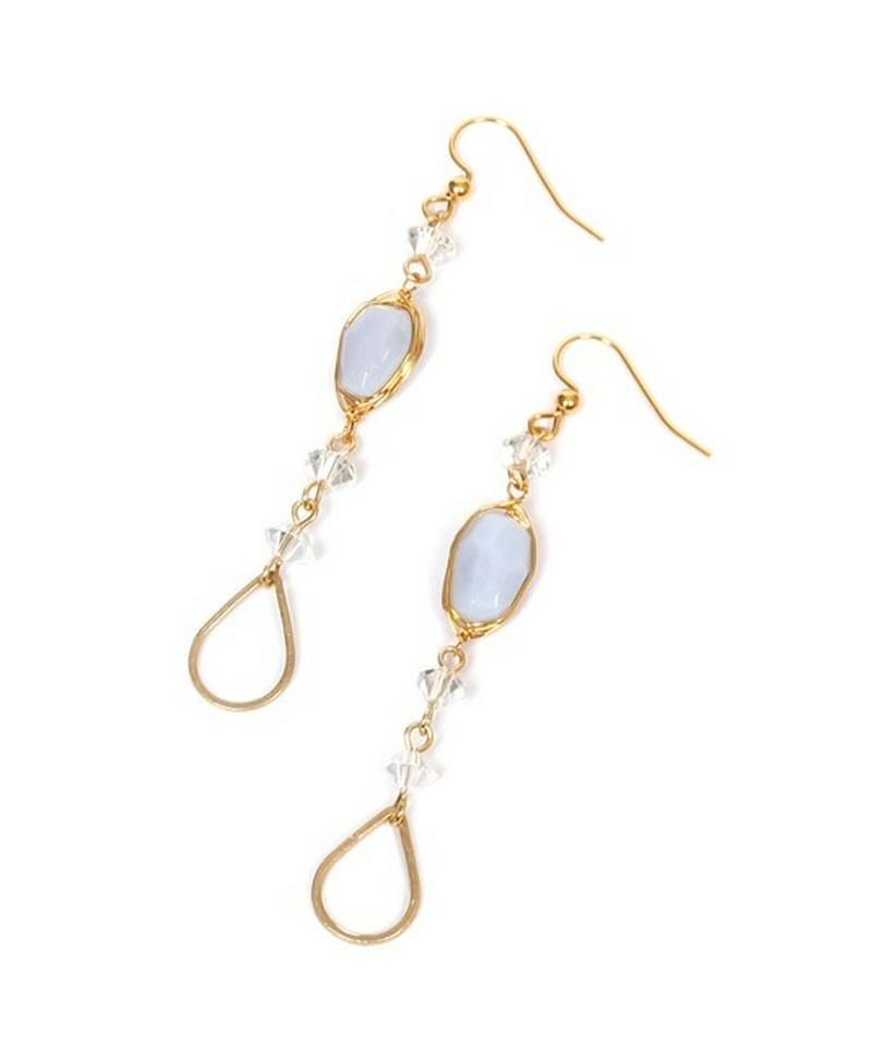 K14GF ブルーレース×透かしドロップピアス