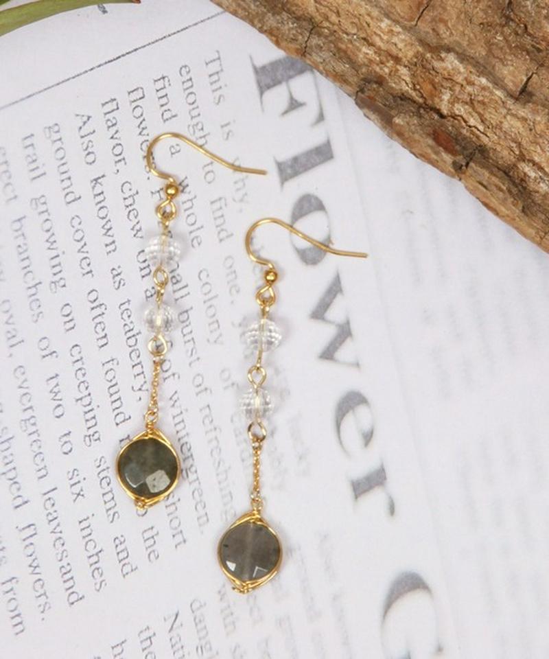 K14GF 丸チェーン×ラブラドライトピアス