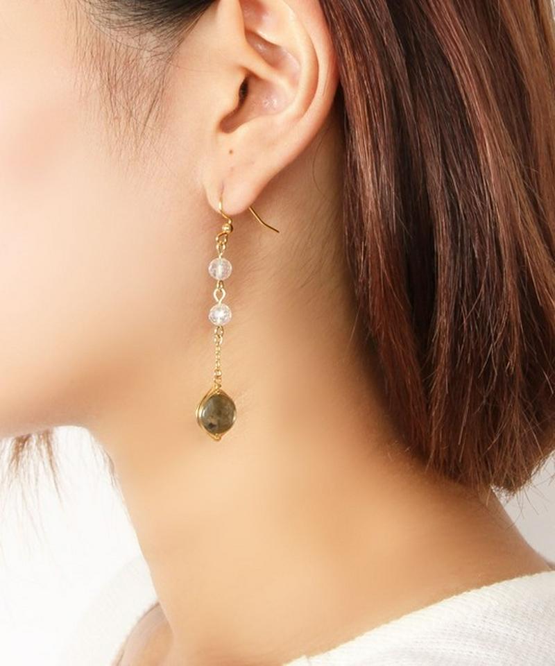 K14GF 丸チェーン×ラブラドライトピアス