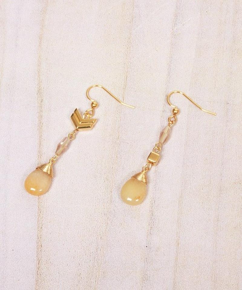 K14GF イエロージェイド×クリスタルピアス