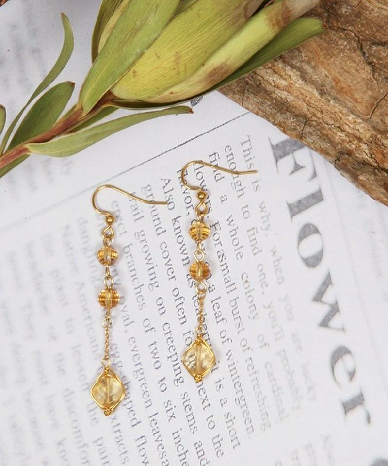 K14GF 丸チェーン×シトリンピアス