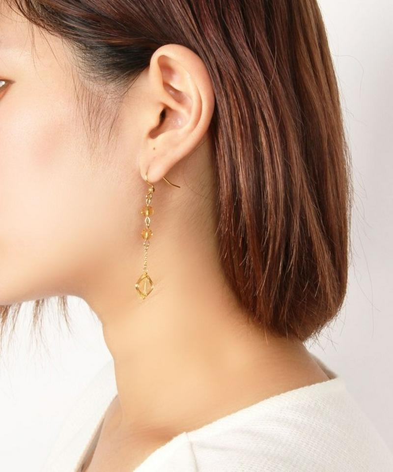 K14GF 丸チェーン×シトリンピアス