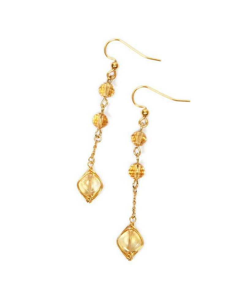 K14GF 丸チェーン×シトリンピアス