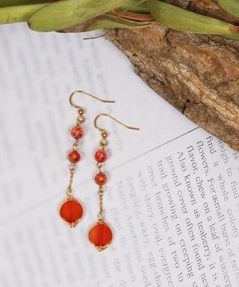 K14GF 丸チェーン×アゲートピアス