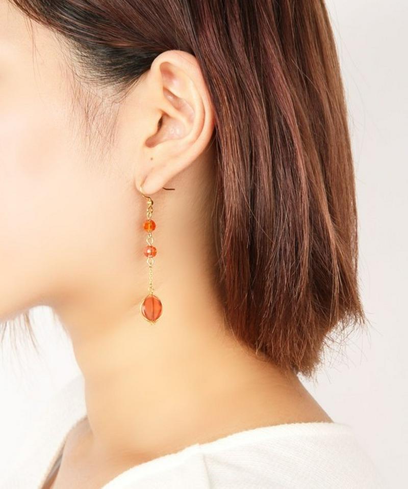 K14GF 丸チェーン×アゲートピアス