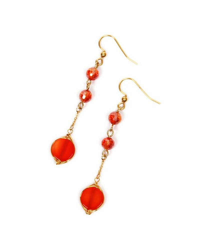 K14GF 丸チェーン×アゲートピアス