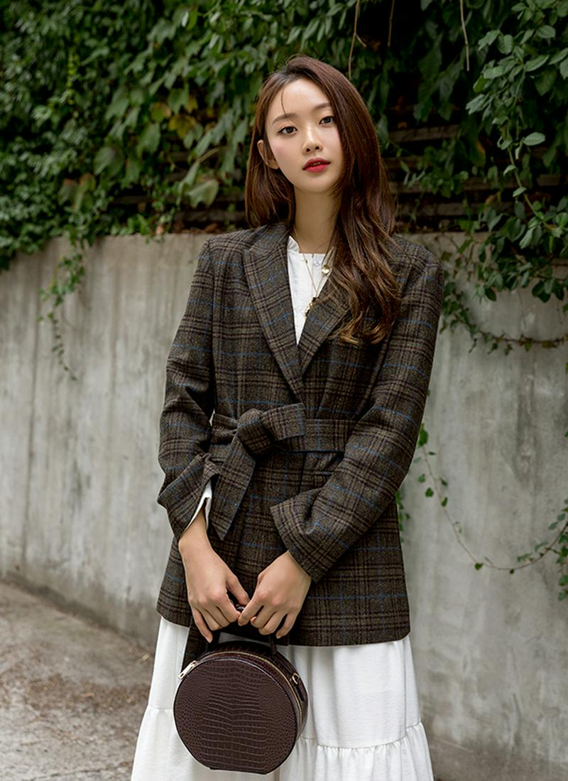 チェックウール混ジャケット