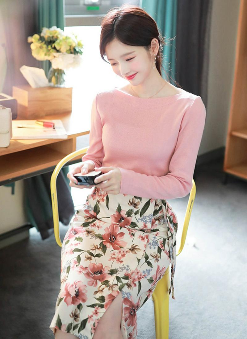 ボートネック長袖Tシャツ