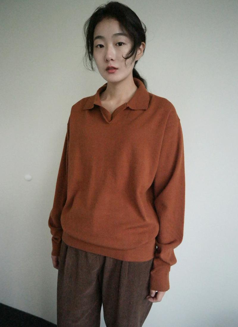 オープンカラーニット