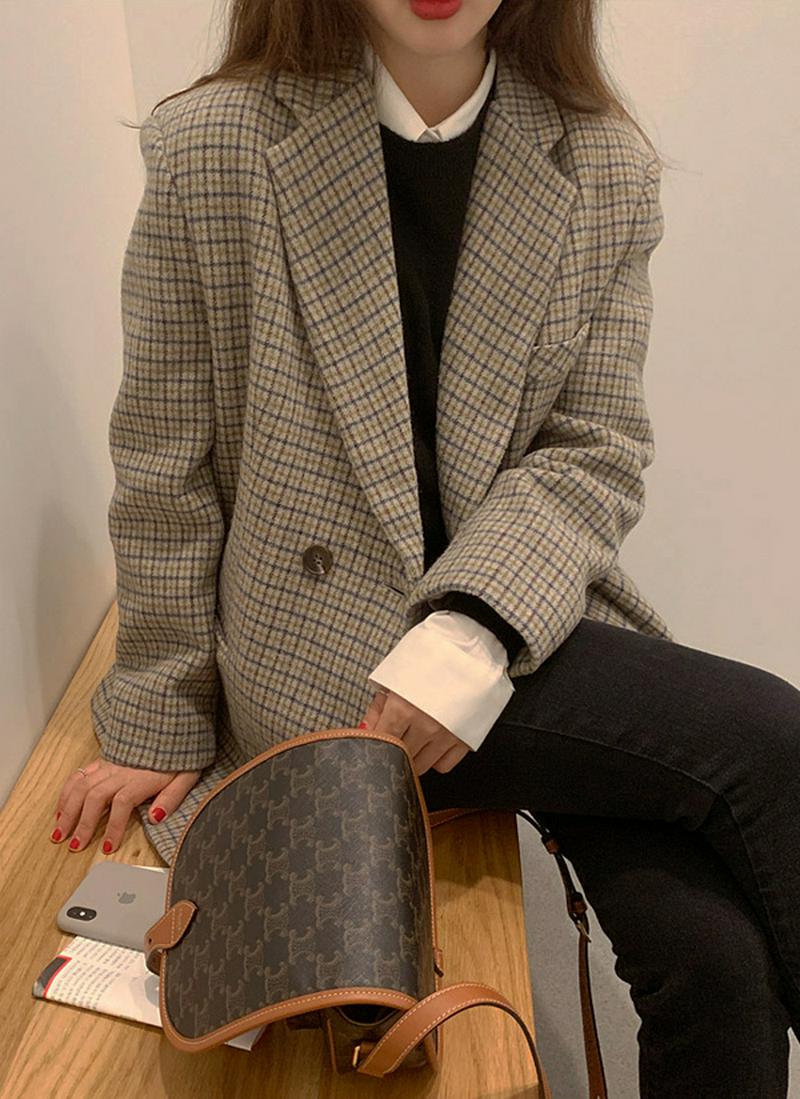 ウールミックスチェックジャケット