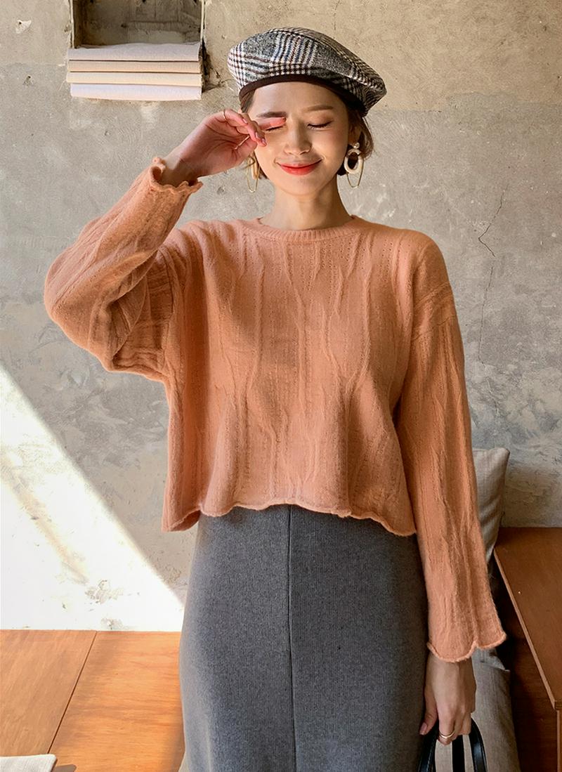 テクスチャークロップドニット・全4色