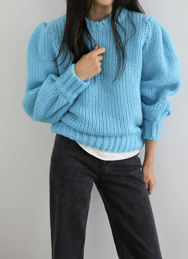 パフスリーブニット