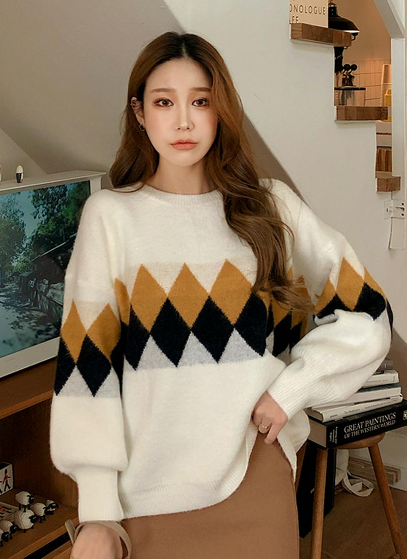 アーガイルパターンニット