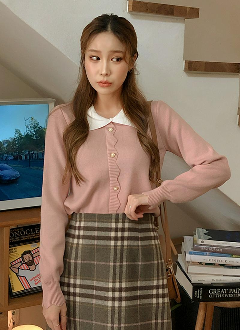 ジグザグ配色カラーニット