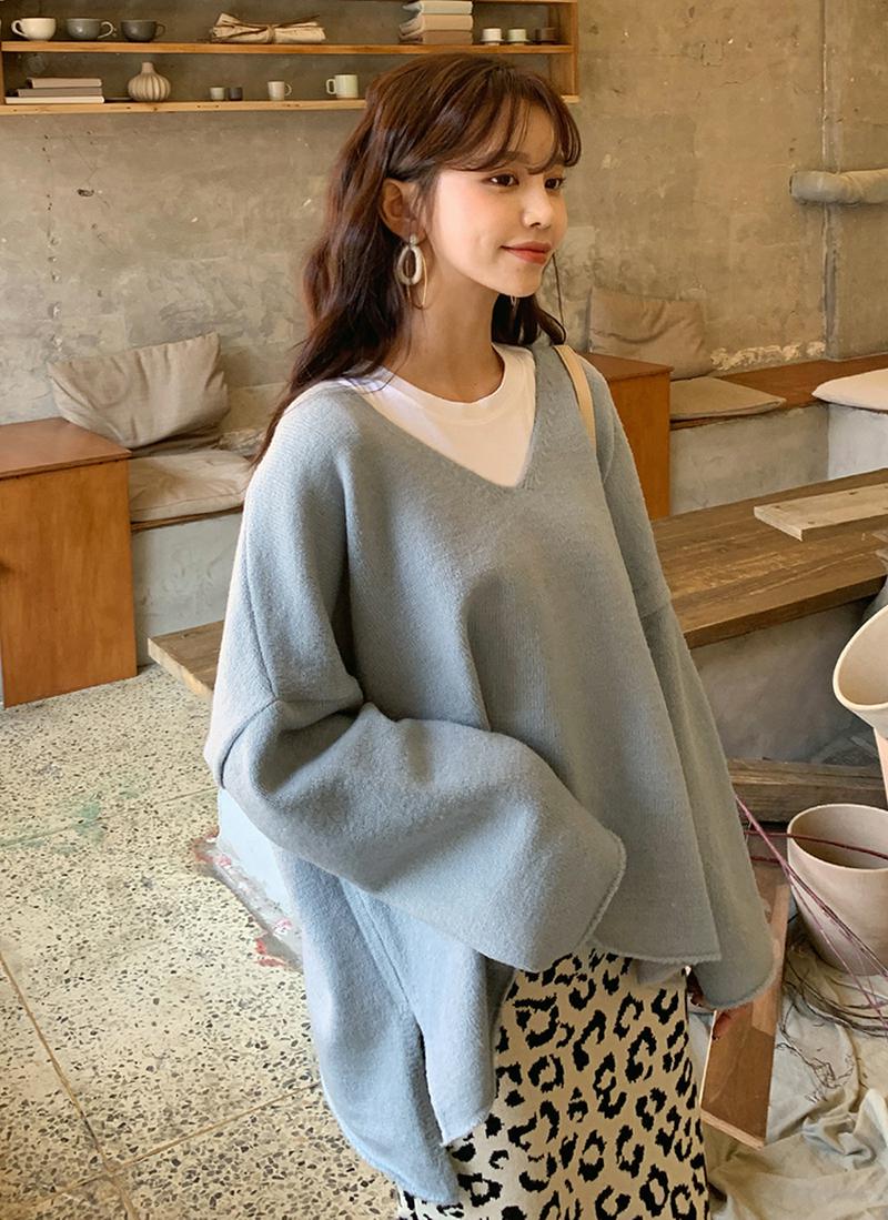 スリットVネックニット・全4色