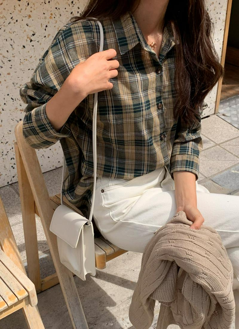 アンバランスチェックシャツ