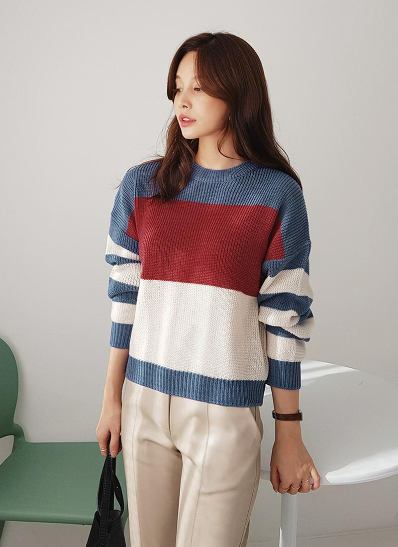 カラーブロックニット・全2色