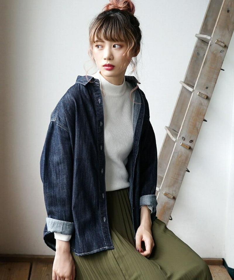 シャツ /羽織っても、かわいい。一枚は持っておきたい定番 デニムシャツ レディース トップス ブラウス デニム ベーシック ワイ