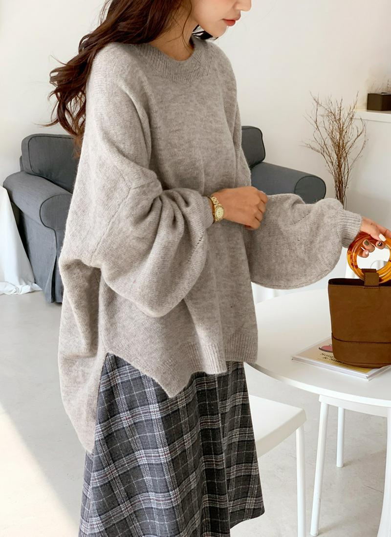 ≪人気商品再入荷≫パンチングルーズニット・全3色 b54472 レディース【tops】 トップス ニット ラウンドネック サイドスリット 長袖 ゆったり ルーズ オーバーサイズ 無地 ドロップショルダー 体型カバー カジュアル 秋 冬