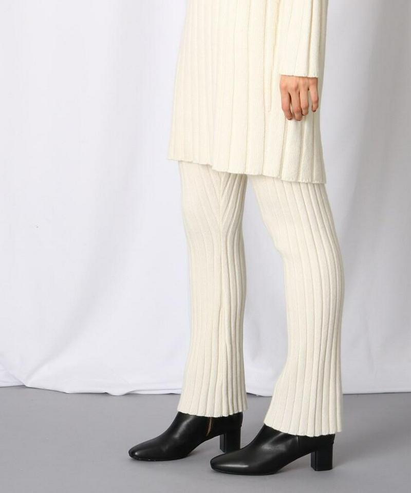 カシミヤ混ウエストゴムリブニットパンツ