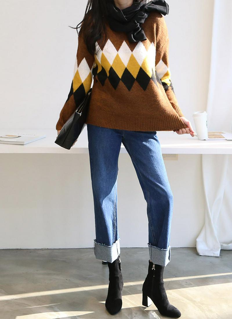 ダイヤパターンニット