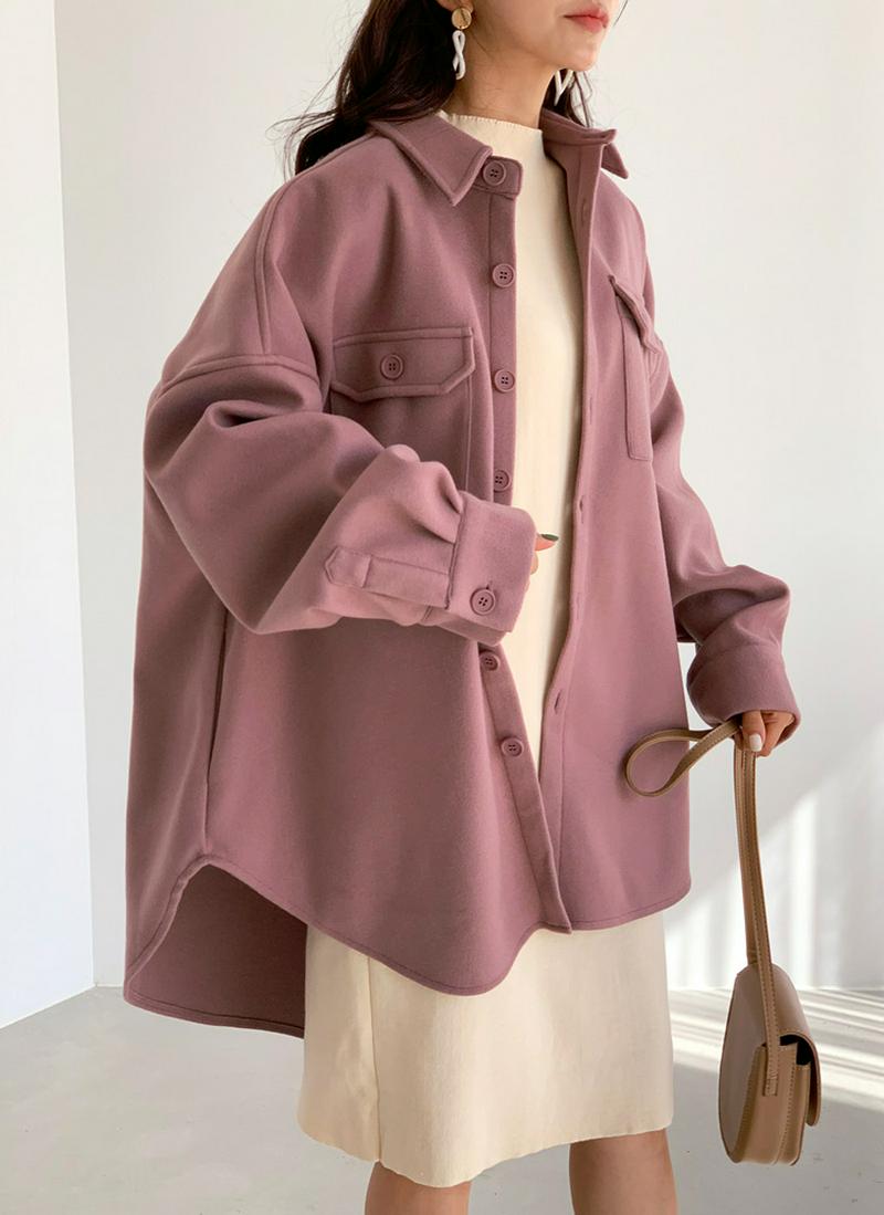 ウール混シャツジャケット・全6色