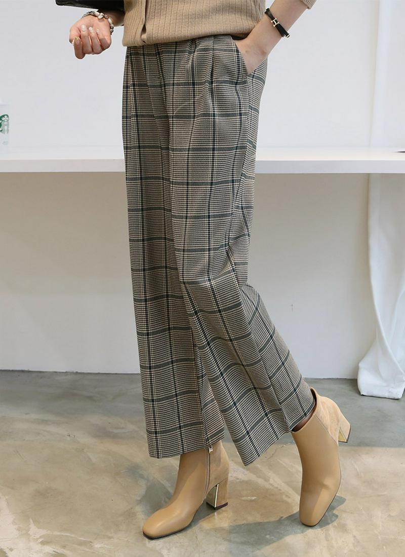 バックゴムチェックパンツ
