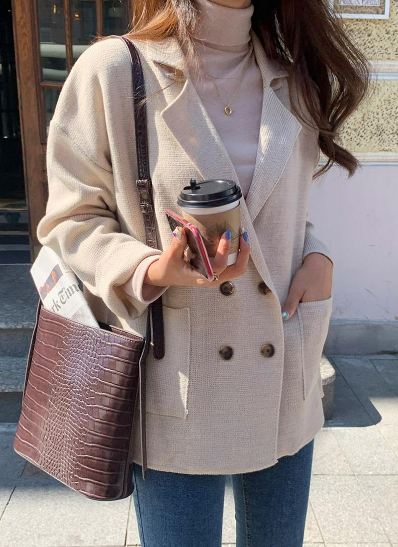 ダブルボタンカーディガンジャケット