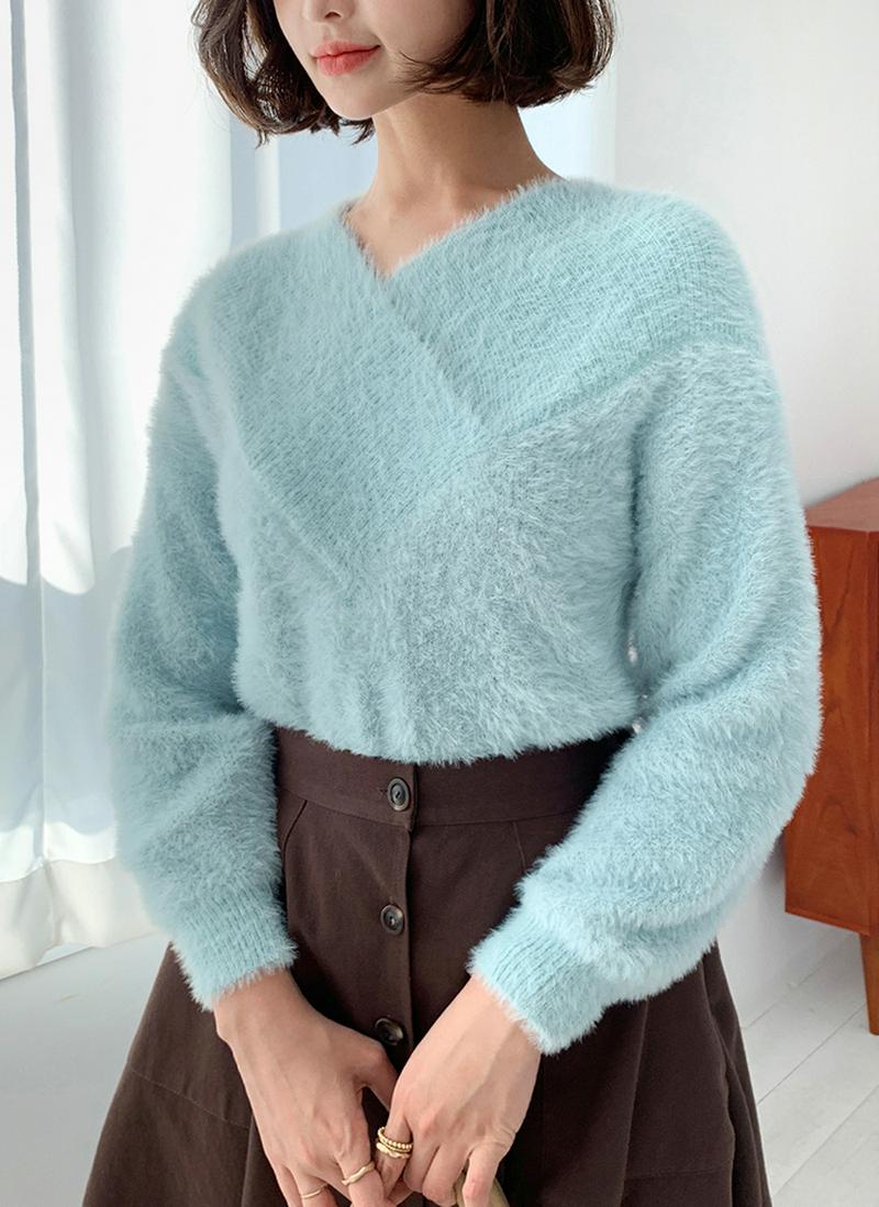 ソフトVネックニット・全4色